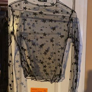 star mesh long sleeve top
